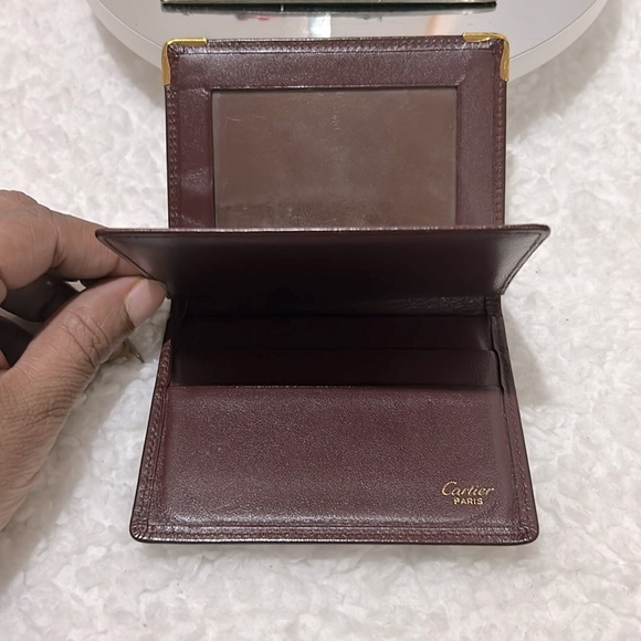 Cartier Leather Double ID Card Holder &free Earrings & Croc Stitch Keychain - Picture 6 of 11